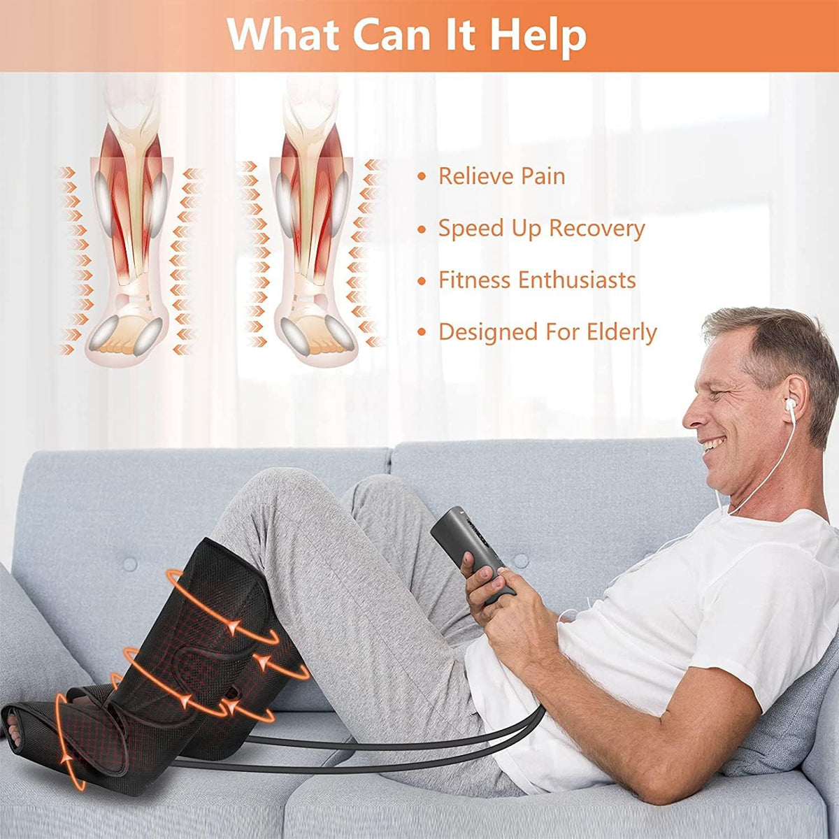 Leg Massager with Air Compression and Heat, Foot and Calf Massage Machine with Hand-held Controller O852