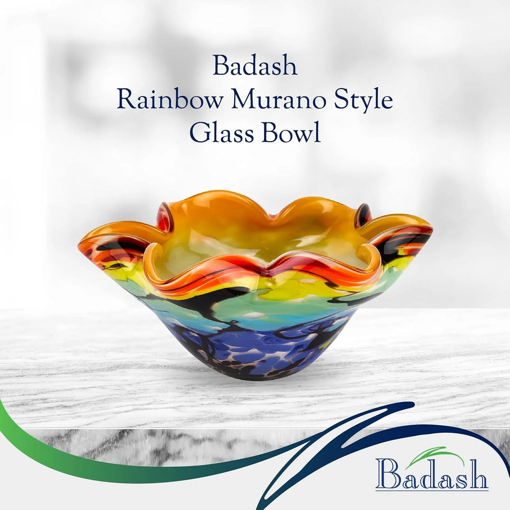 8” Mouth-Blown Art Glass Bowl E567