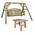Cedar Outdoor Porch Swing and Stand Set with End Table C780