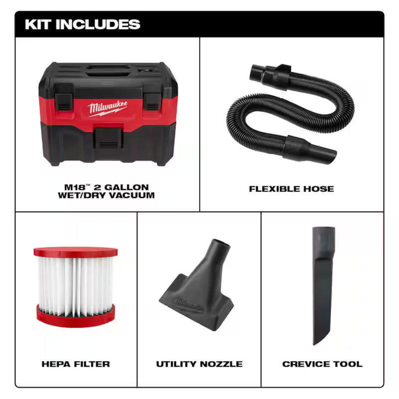 18-Volt Lithium-Ion Brushless Cordless 1/2 in. Compact Drill/Driver Kit with 2 Gal. Cordless Wet/Dry Vacuum Z930