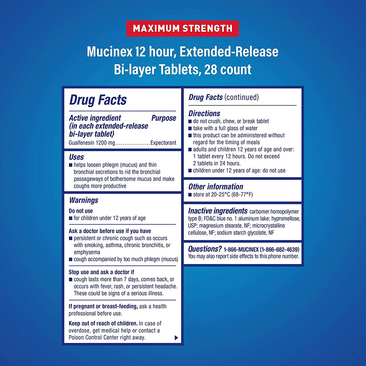 28 count Maximum Strength 12 hour Chest Congestion Expectorant Extended-Release Tablets S158050