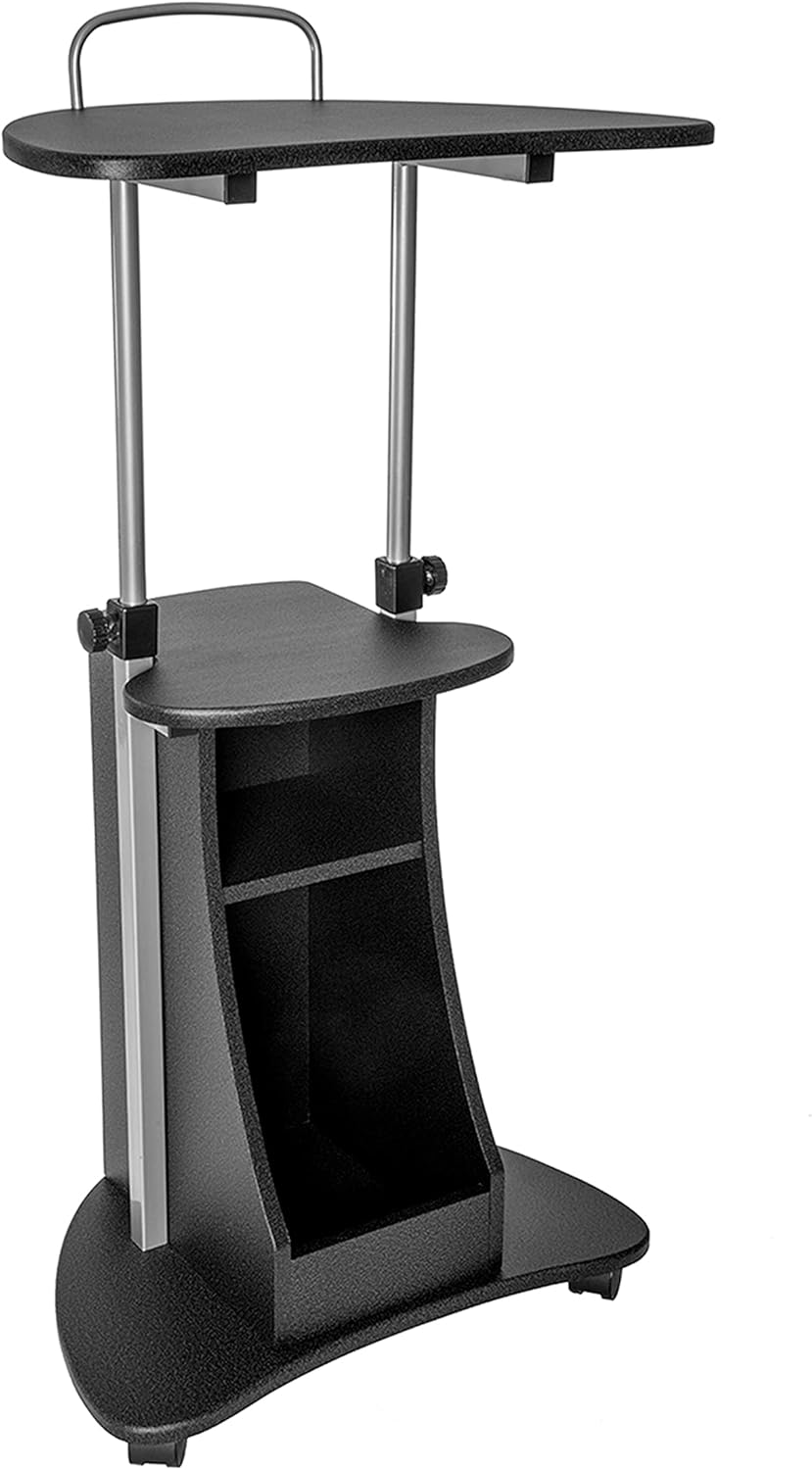 Graphite Sit-to-Stand Rolling Laptop Cart with Storage G79315