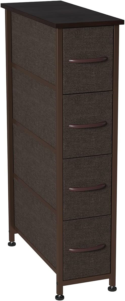 Charcoal Gray/Black 4 Drawer Fabric Storage Tower W5513