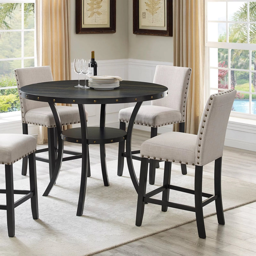Gray Fabric Solid Rubberwood Counter Height Stool Set of 2 H755496