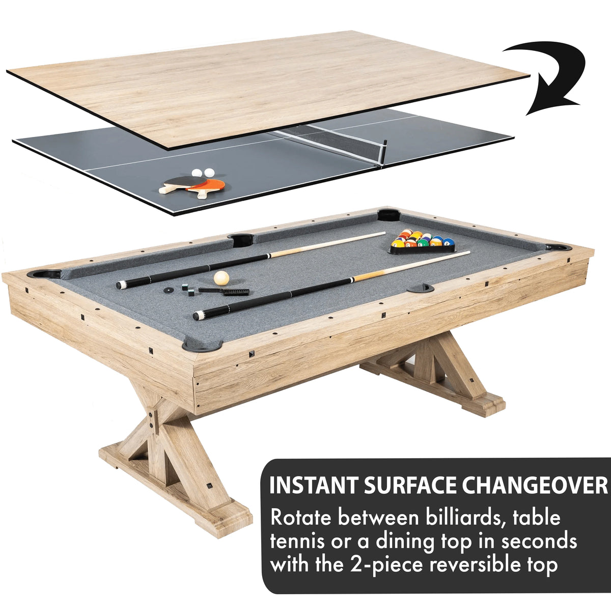 3 in 1 Multi Game Pool Table with Dining and Table Tennis Tables U320