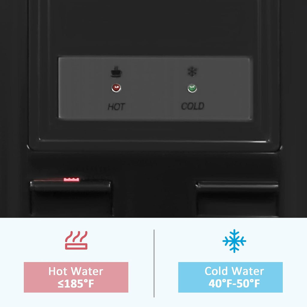 Black Stainless Steel Top Loading Water Cooler Dispenser for 3 & 5 Gallon Bottles D2457