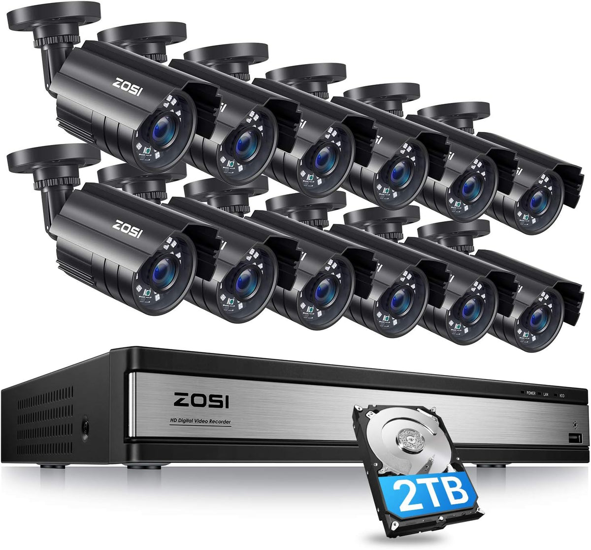 16CH 1080P Security Camera System with 2TB Hard Drive W74614