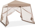 10' x 10' Slant Leg Pop Up Canopy Tent with Mosquito Netting Beige M19793