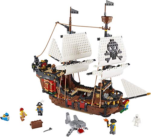 LEGO Creator 3 in 1 Pirate Ship Building Set, 4 Minifigures, Shark Toy, Ages 9+ B689073