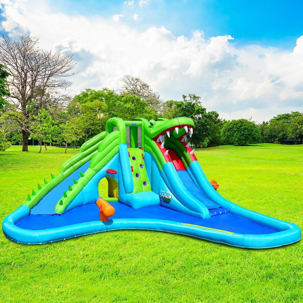 Crocodile Inflatable Water Slide Climbing Wall Bounce House M265114