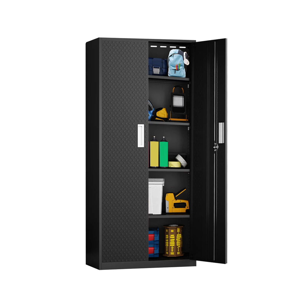 Tall Metal Storage Garage Cabinets with Locking Doors and 4 Adjustable Shelves X6802