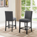 Gray Fabric Solid Rubberwood Counter Height Stool Set of 2 H755496