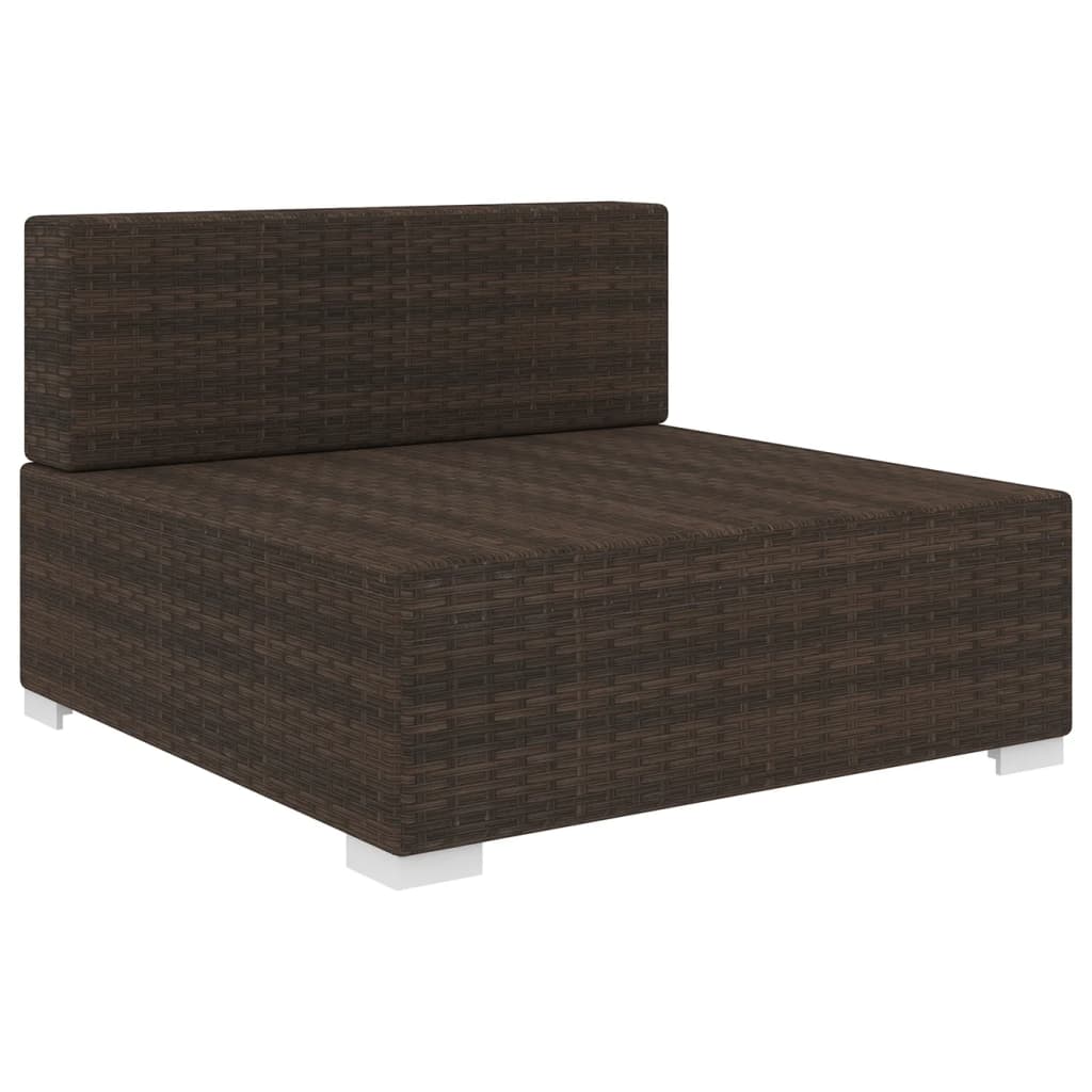 Brown Poly Rattan Sectional Middle Seat with Cushions E474735