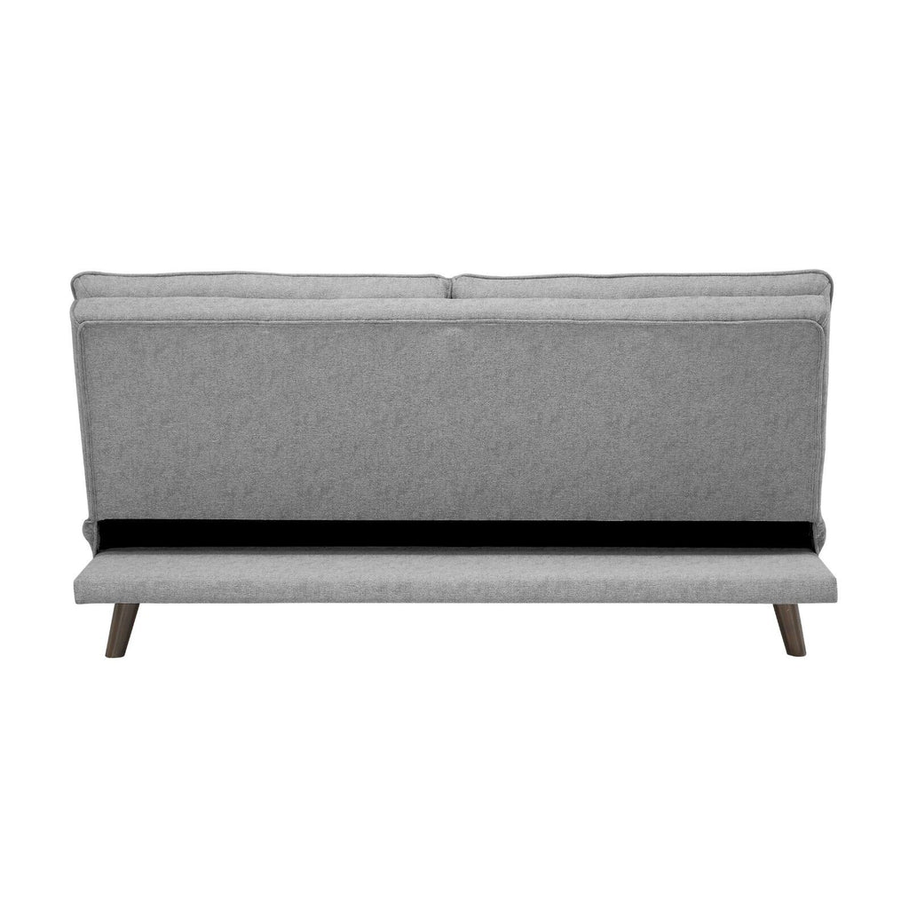 Grey Textured Fabric Convertible Sofa with Wooden Legs S58048