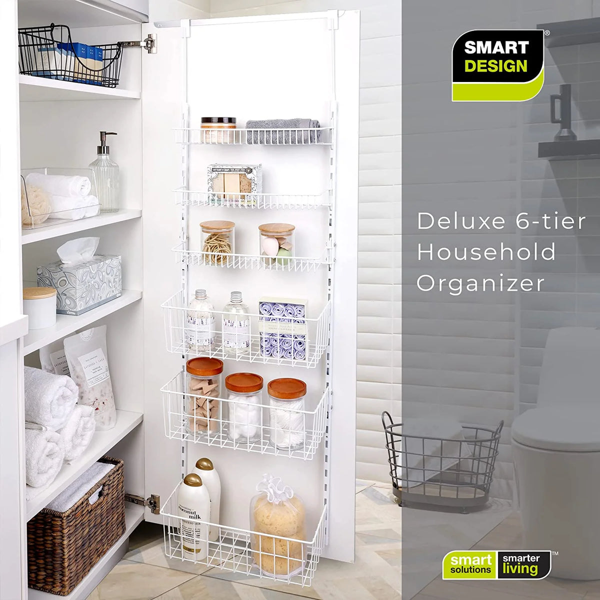 Over the Door Pantry Organizer Rack with 6 Adjustable Steel Shelves Q553