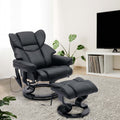 Black PU Massage Recliner Office Chair with Ottoman I468