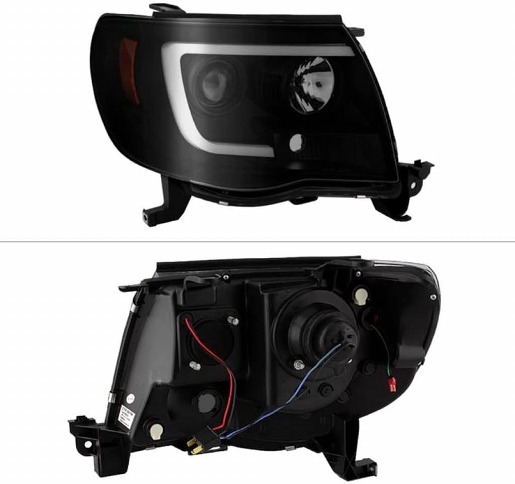 Black Smoke Headlights Pair with Light Bar DRL G893