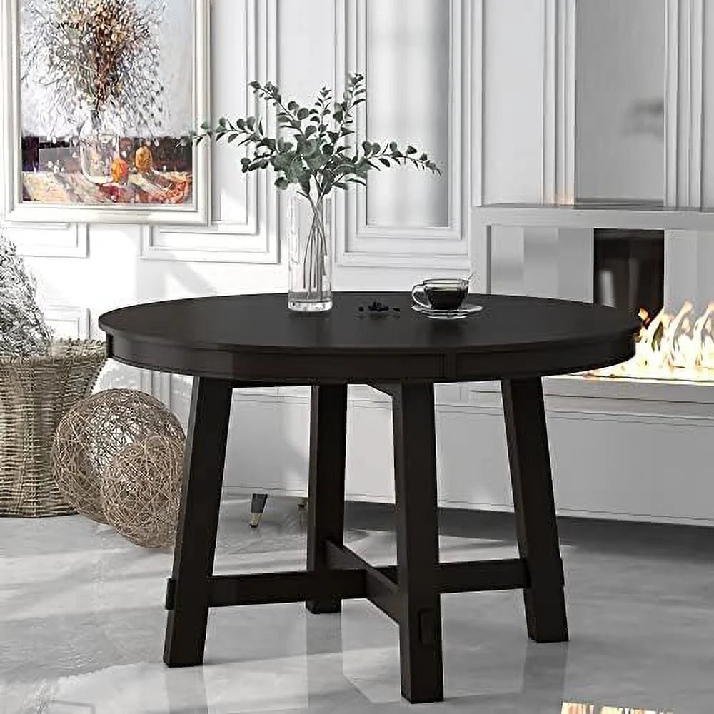 Round Extendable Wood Dining Table with 16" Leaf P3059