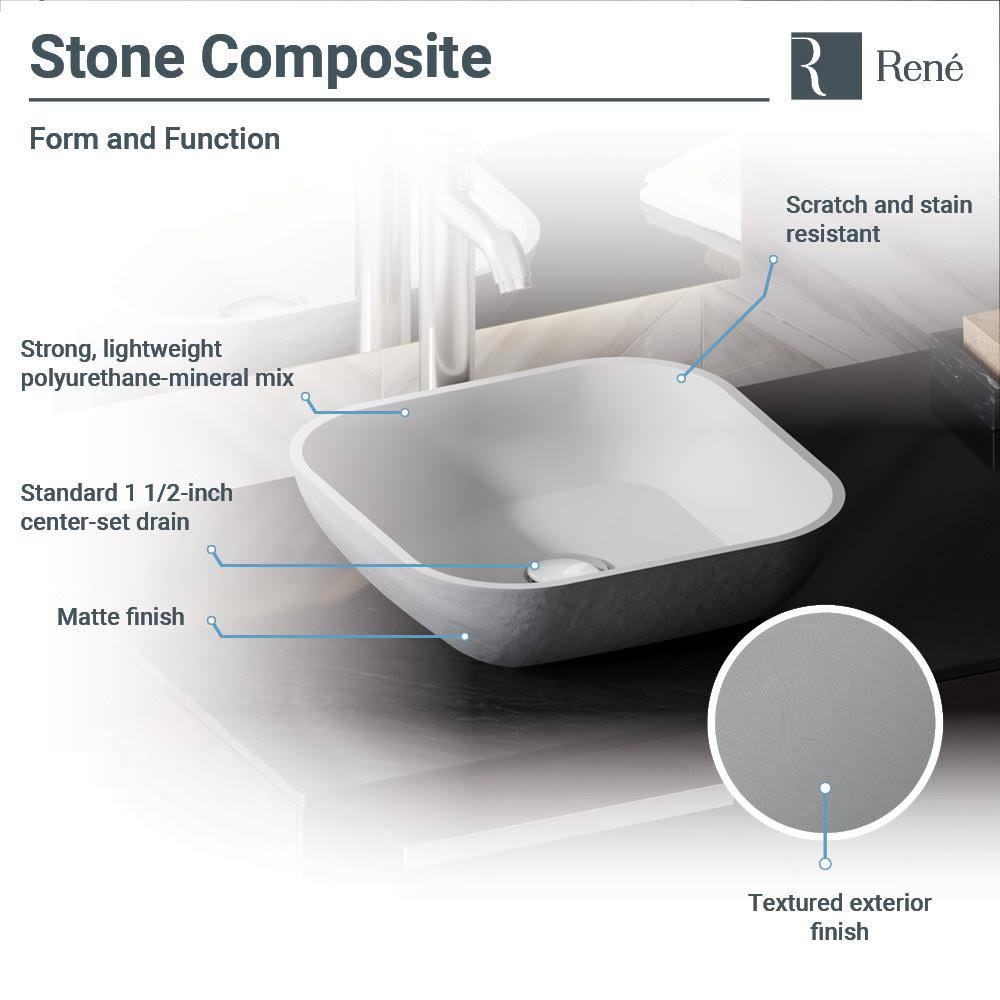 Square Vessel Sink with Brushed Nickel Pop-Up Drain L74591