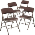 Beige Brown Fabric Folding Chair 4-Pack G8404