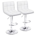 White PU Leather Height Adjustable Swivel Bar Stools Set of 2 E5574