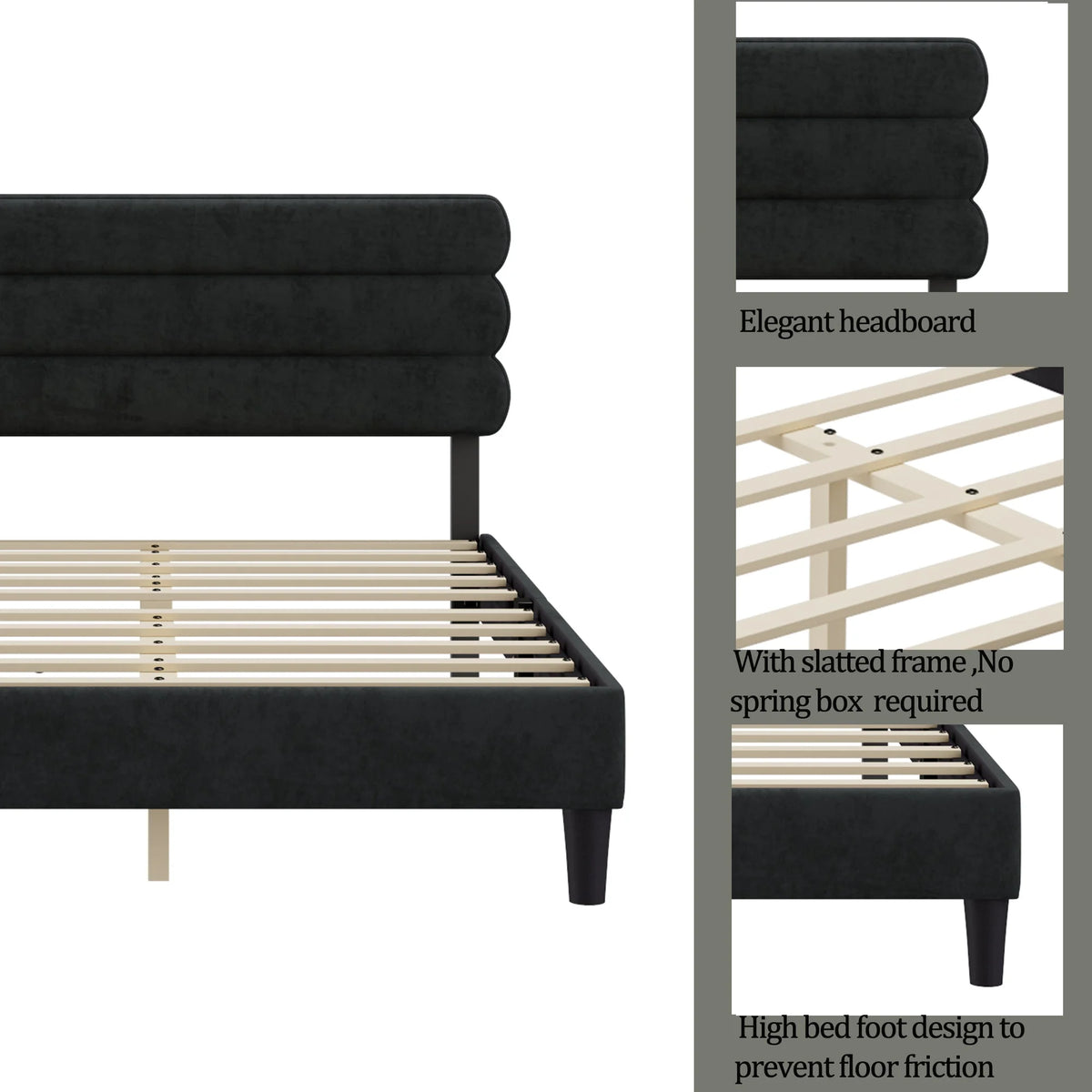 King Size Dark Gray Bed Frame U656458