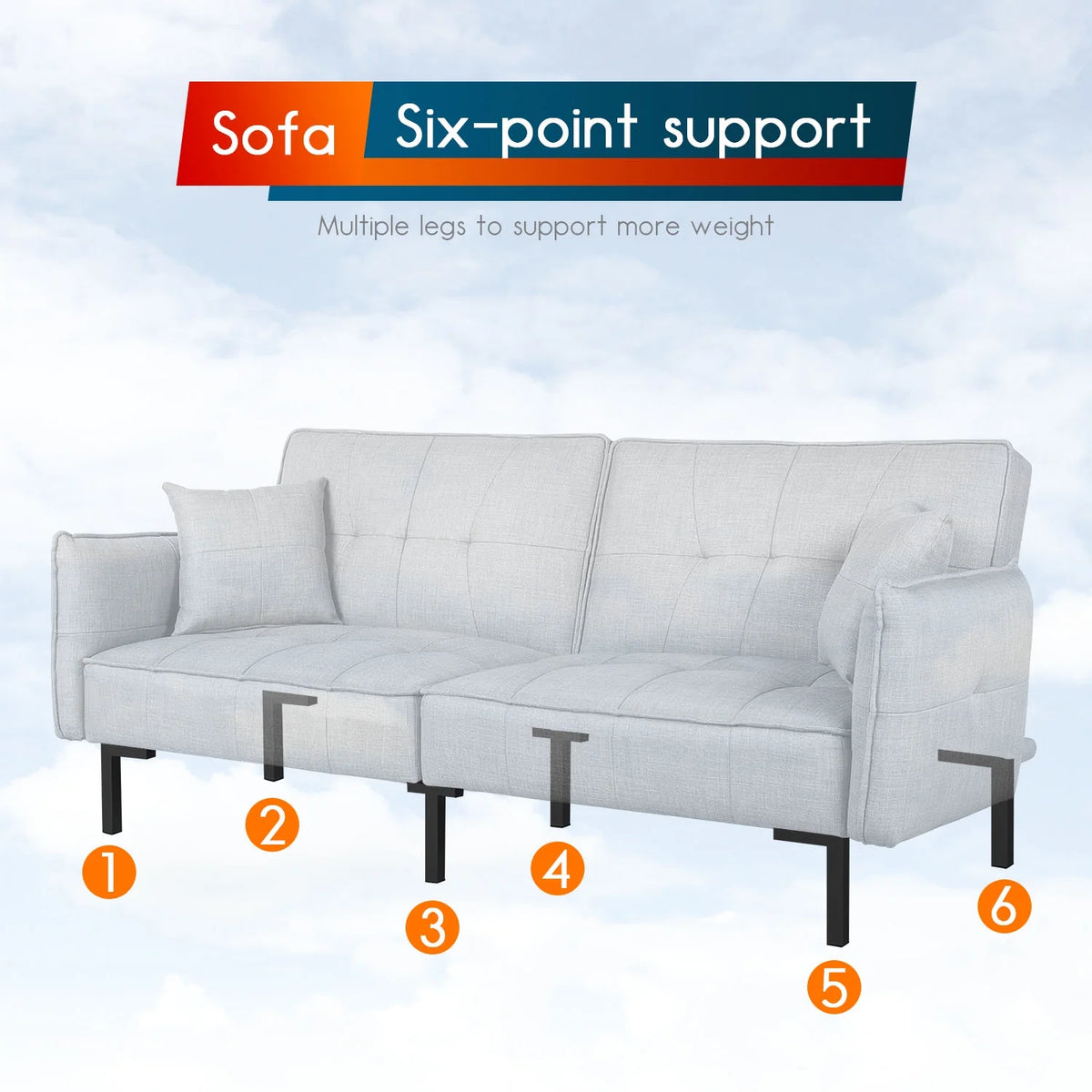 78" Memory Foam Convertible Futon Sofa T742