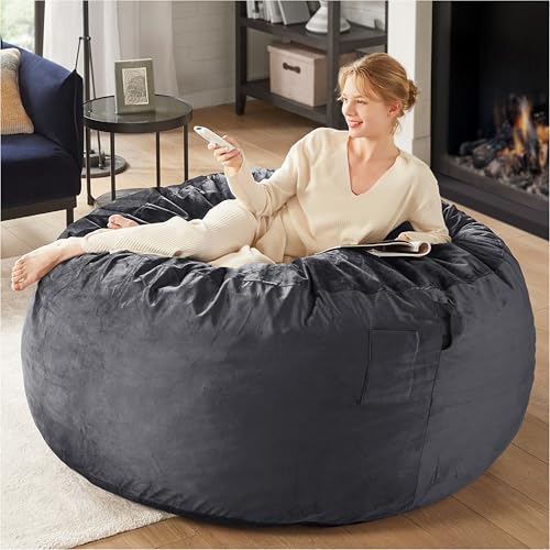 Charcoal Grey 4 FT Machine Washable Mink Bean Bag Chair T662
