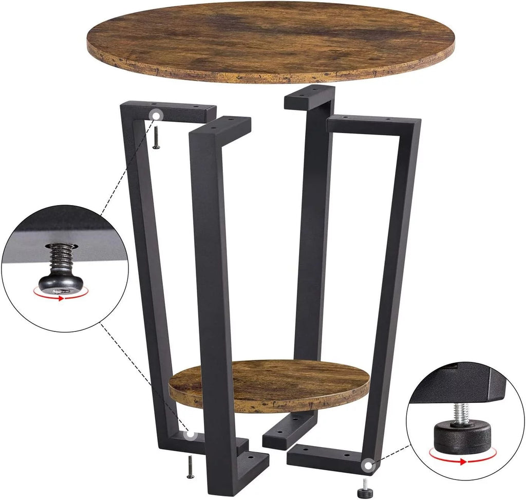 Small Round Side Table with Storage Shelf A73598