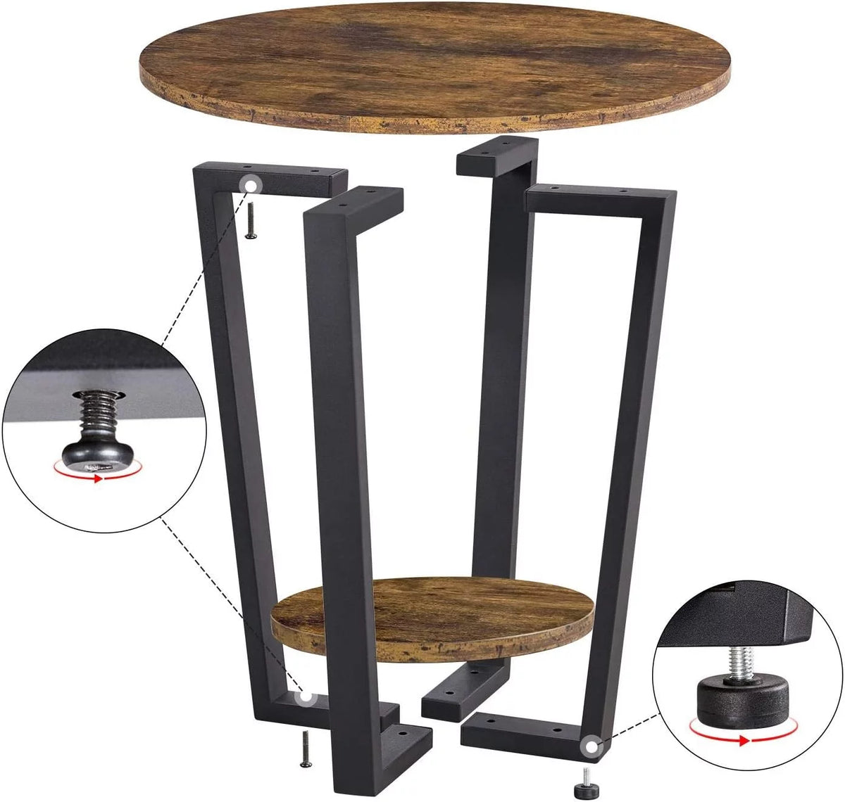 Small Round Side Table with Storage Shelf A73598