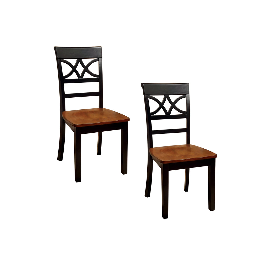 Black and Cherry Wood Dining Chairs, Set of 2 J27583