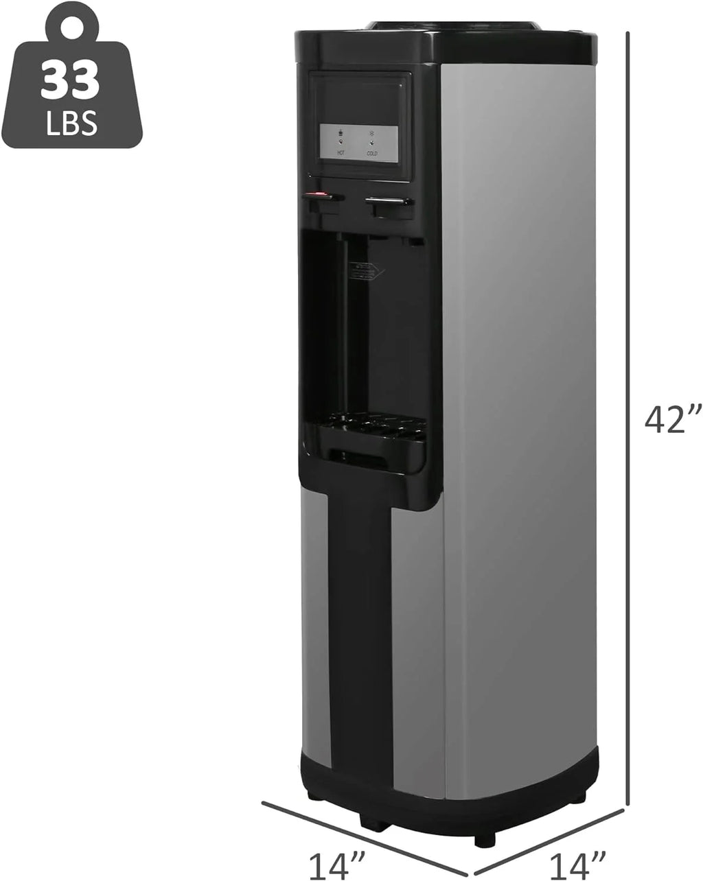 Black Stainless Steel Top Loading Water Cooler Dispenser for 3 & 5 Gallon Bottles D2457