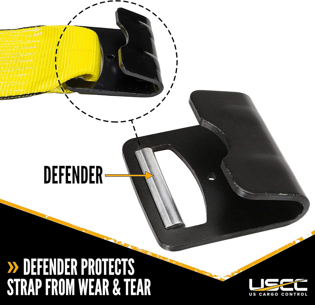 4 Inch x 20 Foot Yellow Ratchet Strap with Flat Hooks 2 Pack Y649862