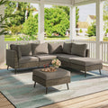 7 Pieces Patio Conversation Set with 6 Chairs and 1 Coffee Table Y48064