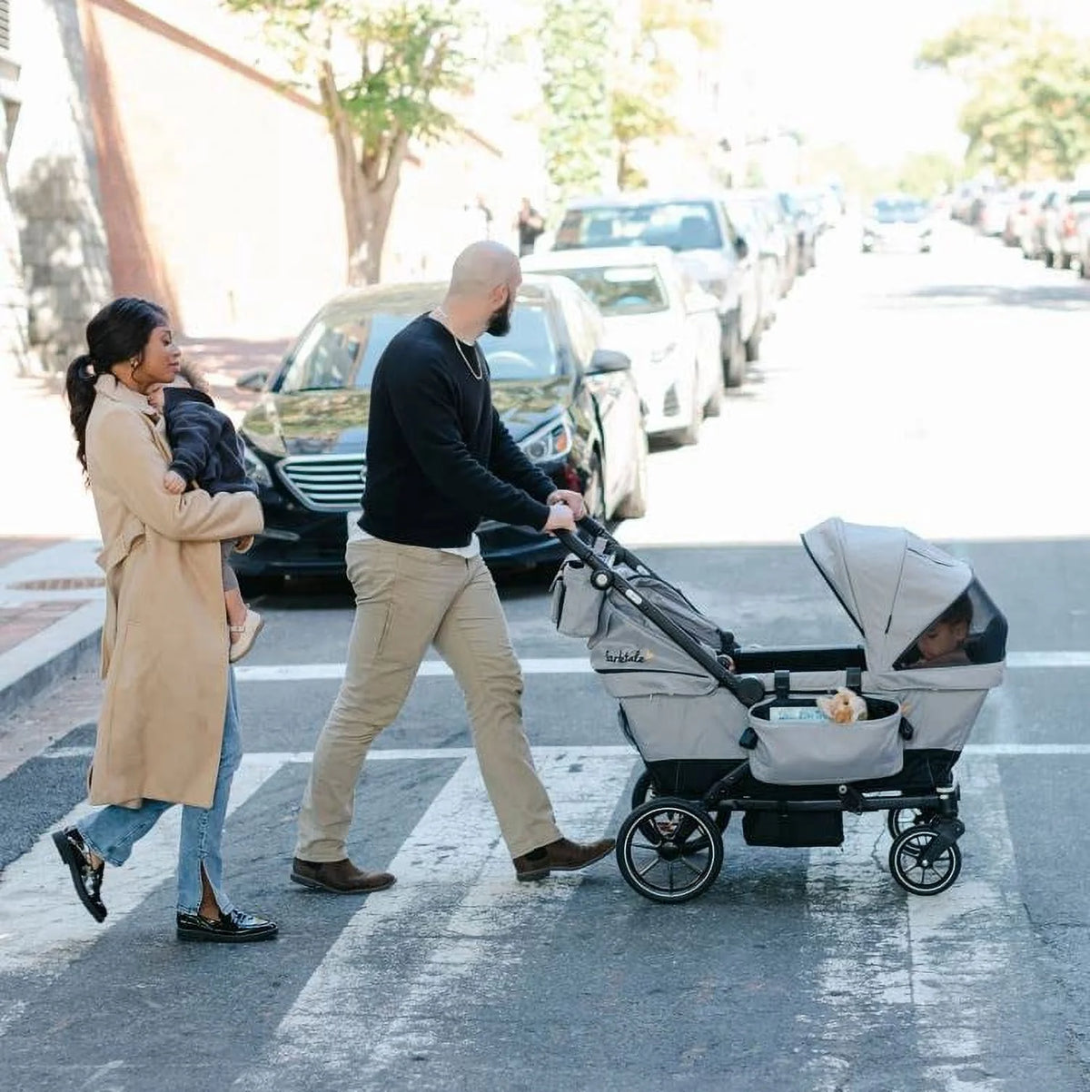 Compact 2-Seater Stroller Wagon with Adjustable Canopies Q3518