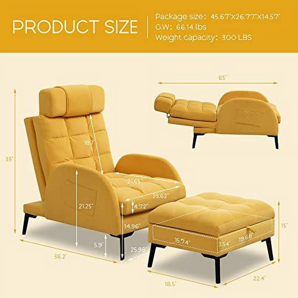 Yellow Velvet Accent Chair with Ottoman G917077