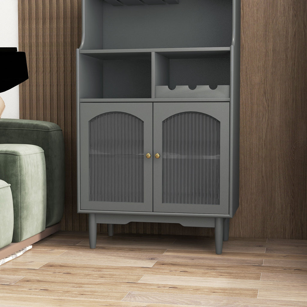 Grey Cabinet with Glass Doors B993