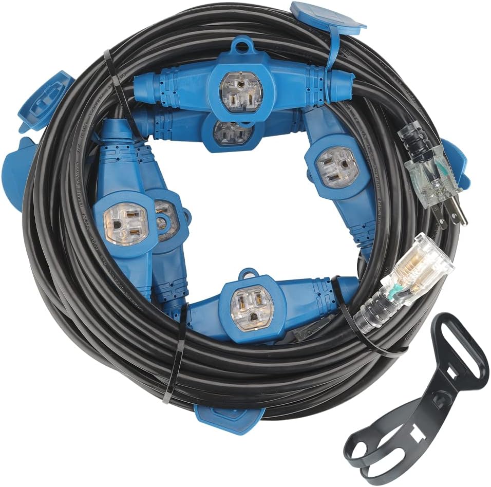 50 Feet 7 Outlet Extension Cord with Led Indicator O2913