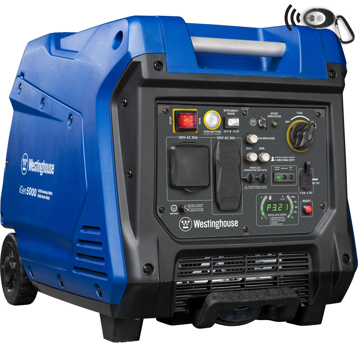 5000 Peak Watt Gas Powered Portable Inverter Generator with Electric Start T854