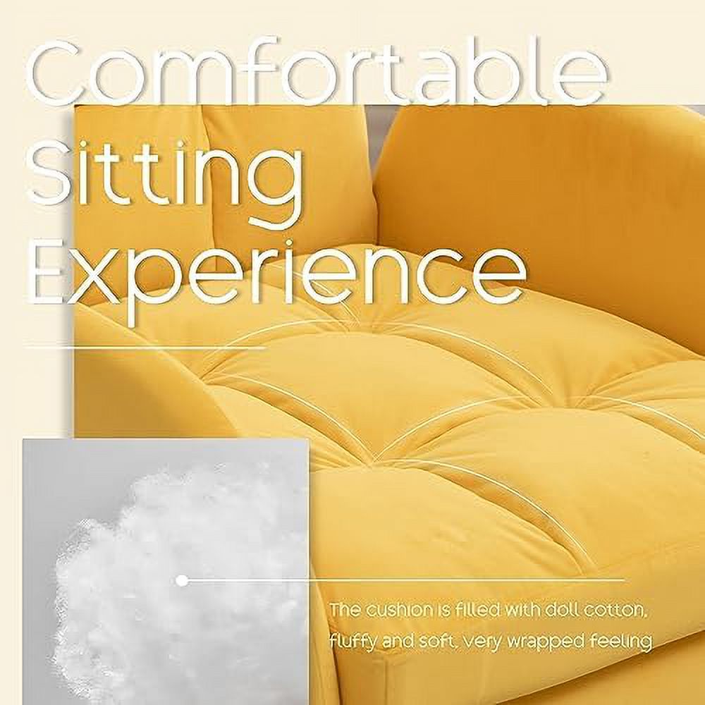 Yellow Velvet Accent Chair with Ottoman G917077