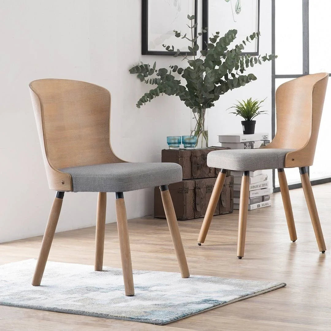 Bamboo Dining Chairs Set of 2 Light Grey Y83454