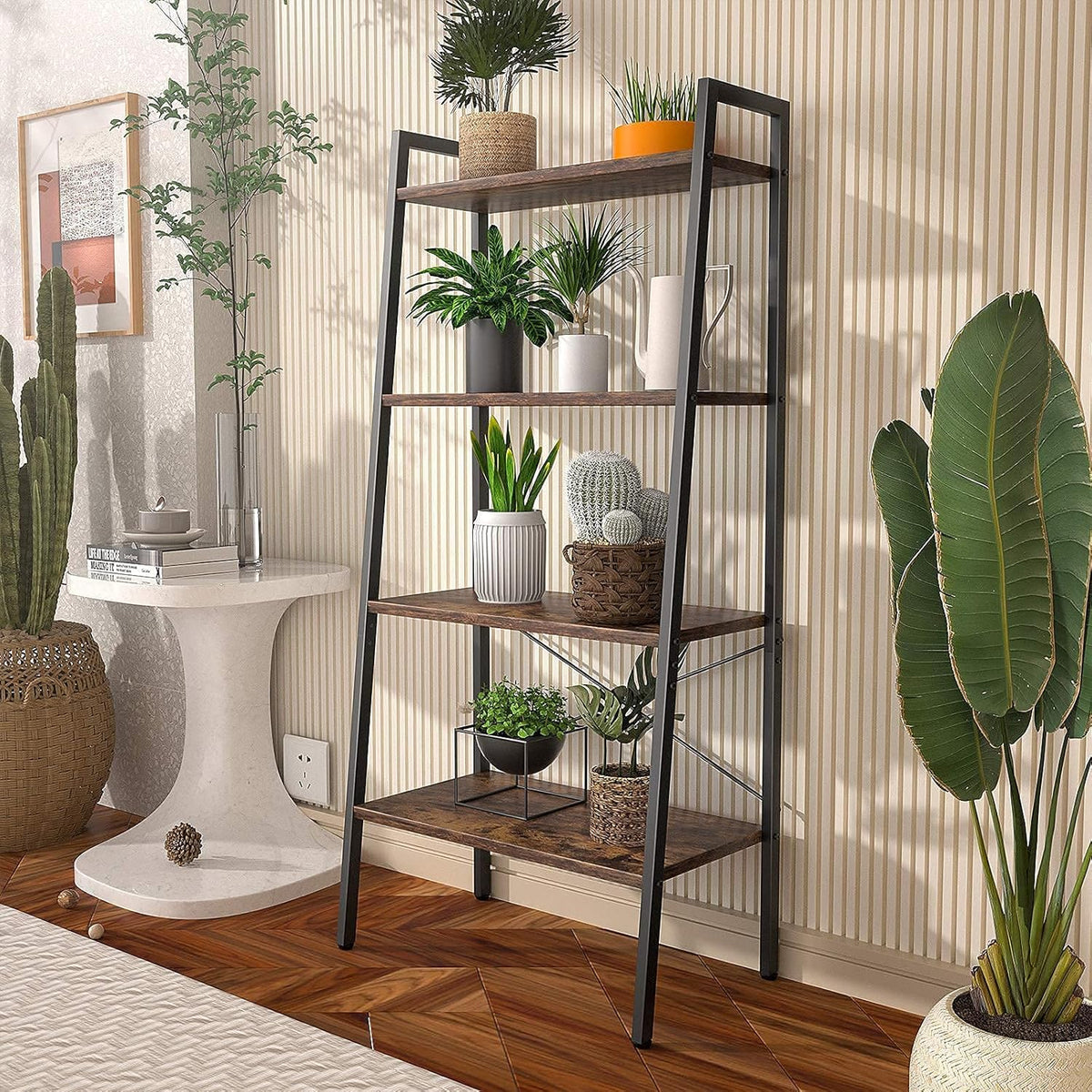 4-Tier Wood Ladder Shelf Bookcase R30238