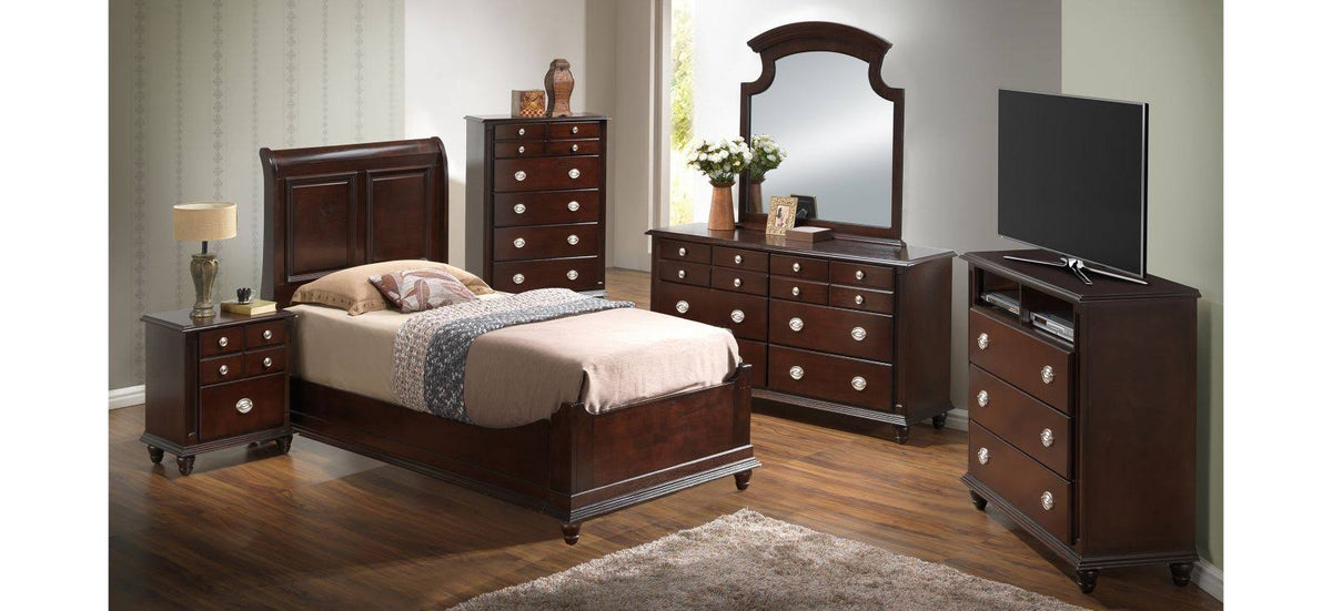 Twin Sleigh Bed in Cappuccino Y8111