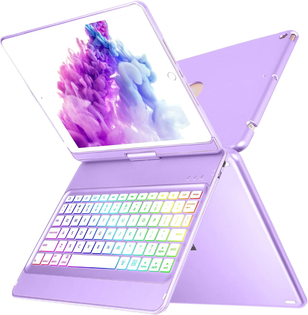 10 Color Backlit 360 Rotatable Keyboard Case U749