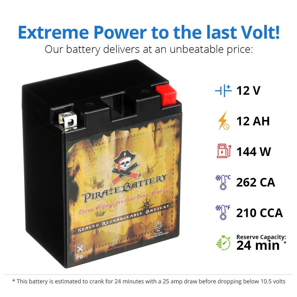 12 Volt 12 Ah 210 CCA Motorcycle Battery T866