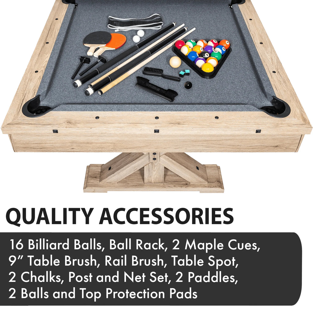 3 in 1 Multi Game Pool Table with Dining and Table Tennis Tables U320