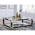 White Brushed Clear Glass Coffee Table V1551