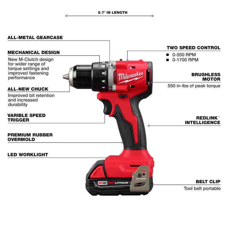 18-Volt Lithium-Ion Brushless Cordless 1/2 in. Compact Drill/Driver Kit with 2 Gal. Cordless Wet/Dry Vacuum Z930
