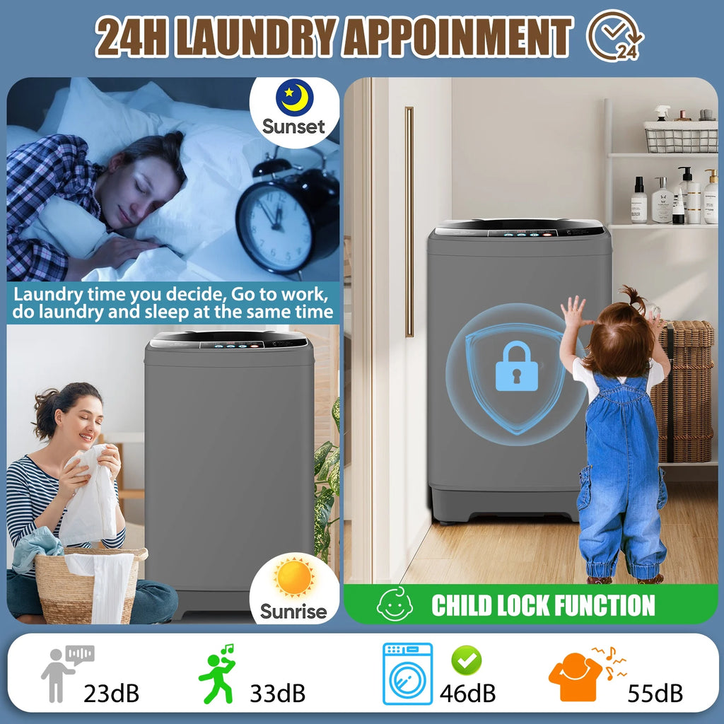 15.6lbs Fully Automatic Portable Washing Machine with LED Display Q3797
