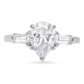 18K White Gold Three-Stone Diamond Engagement Ring V896
